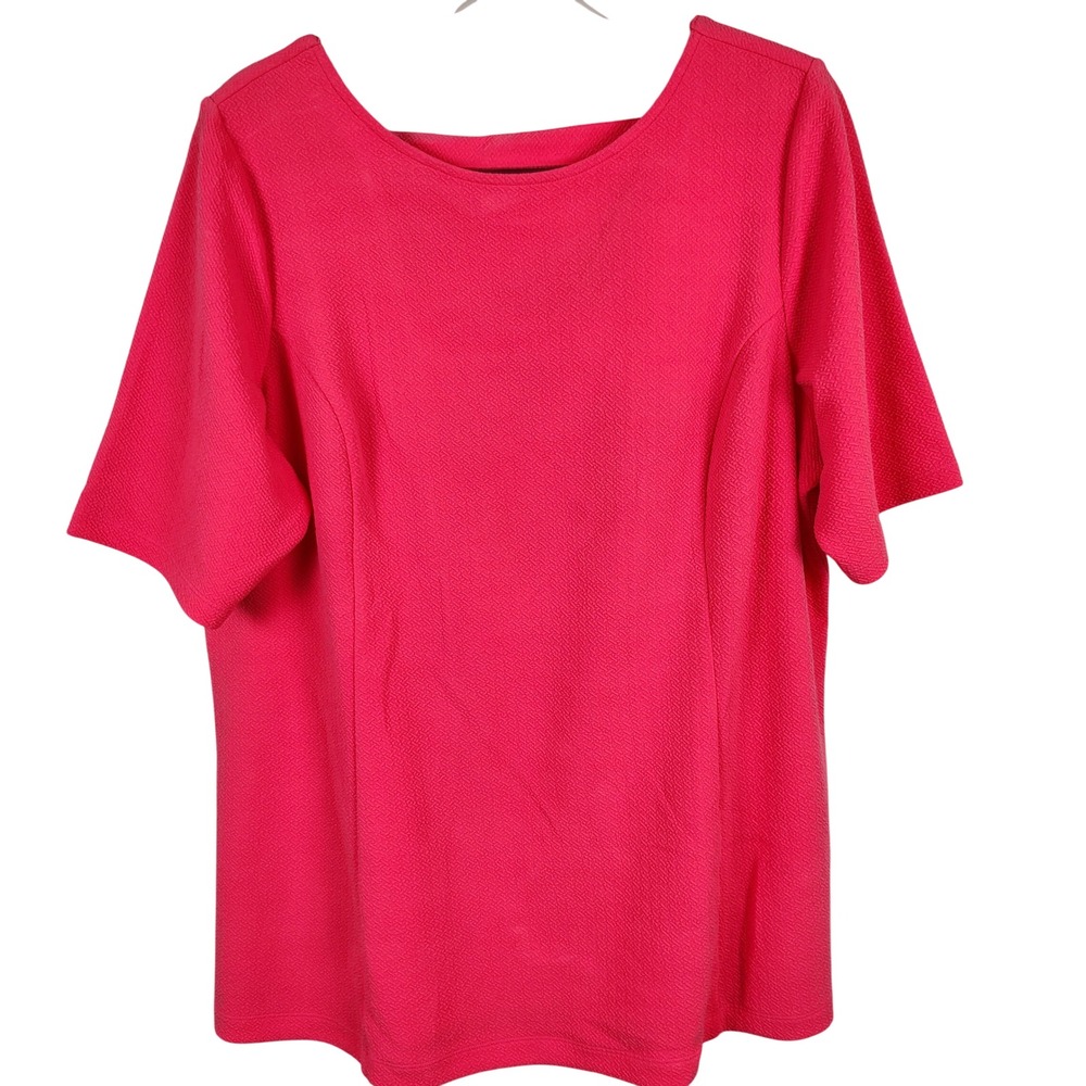 Simonton Says Womens 1X Strappy Back Top Pink Textured Knit Barbiecore Office